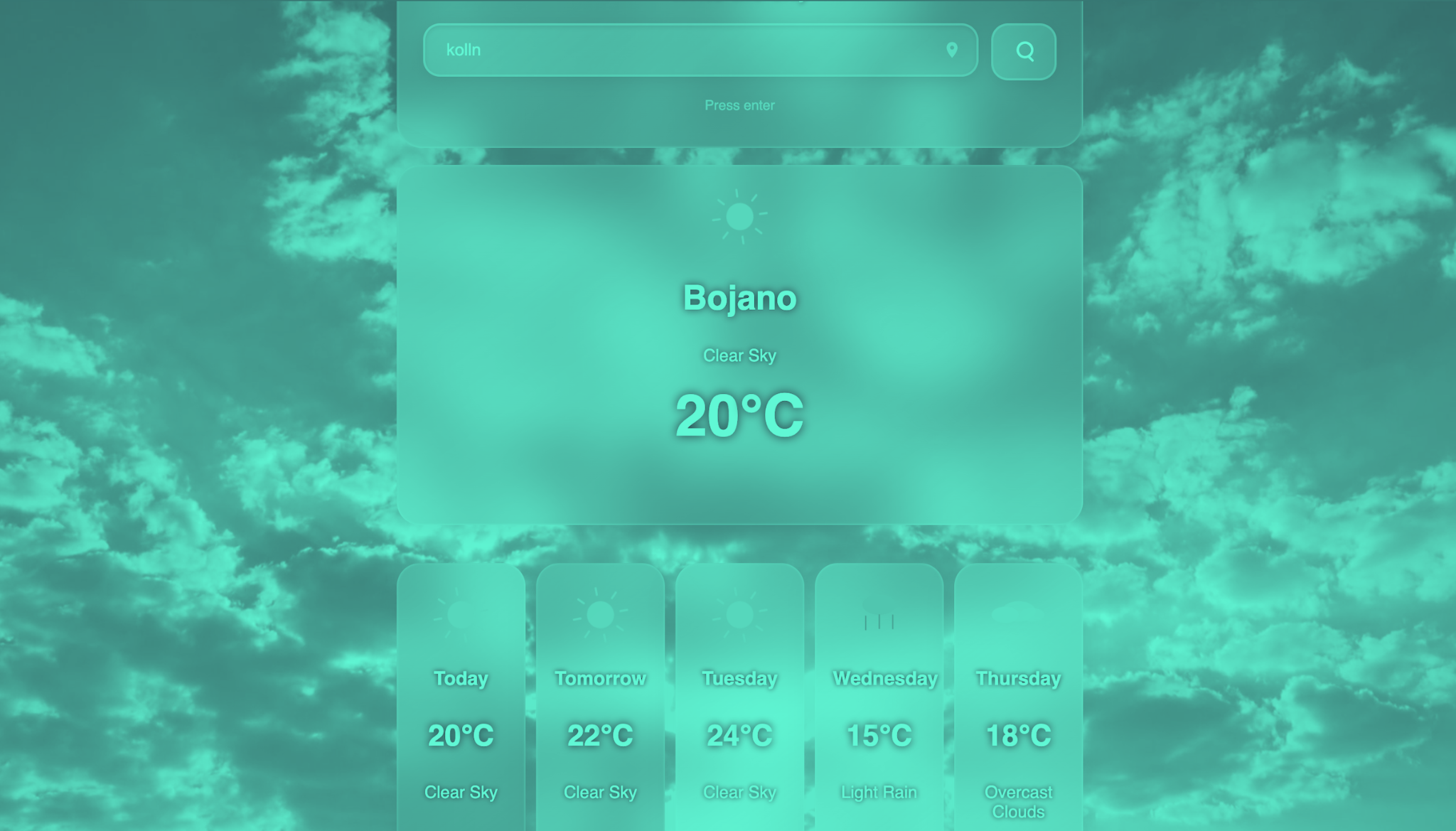 Weather App hover